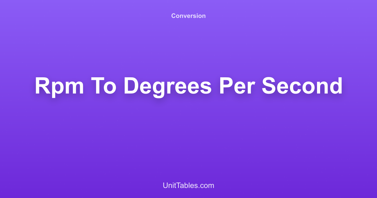 RPM to Degrees/s Converter | UnitTables [2026]