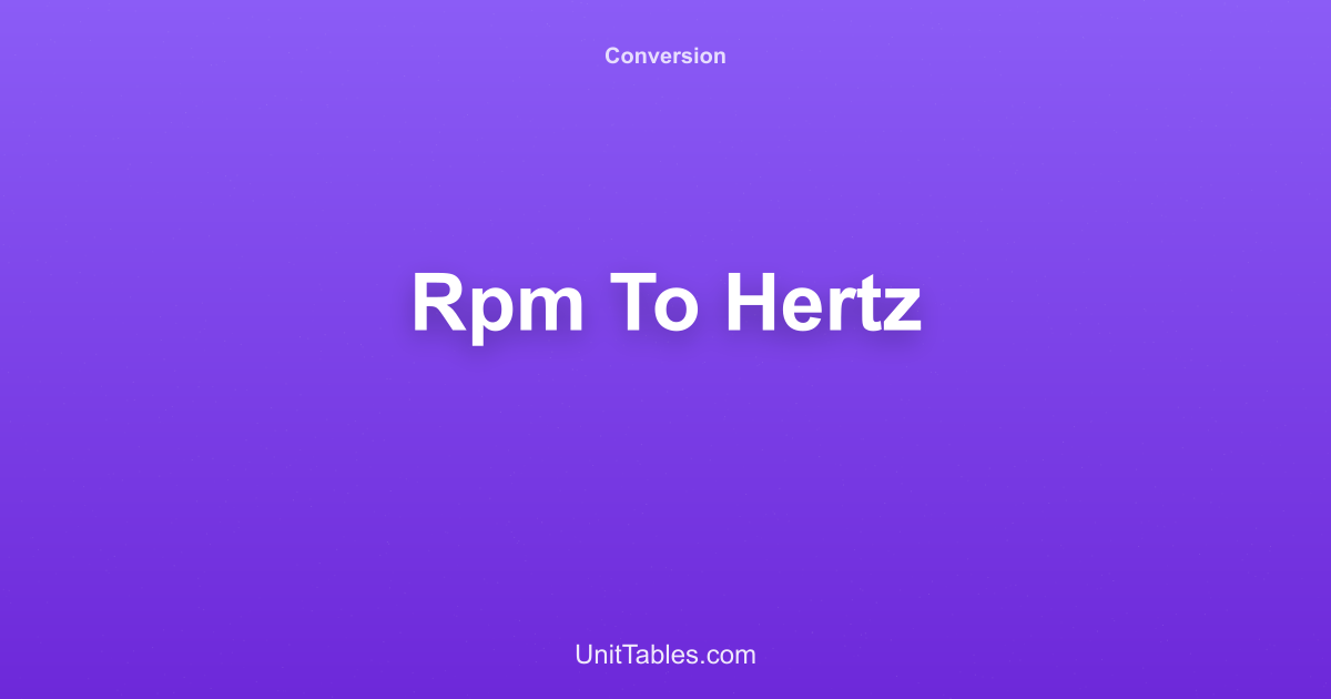 RPM to Hertz Converter - Free Online Calculator | UnitTables [2026]