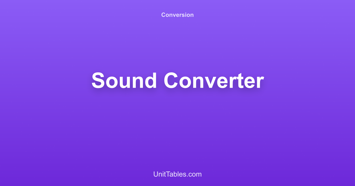 Sound Unit Converter | UnitTables [2026]